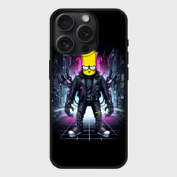 Чехол силиконовый для Apple iPhone 15 Pro матовый Cool Bart Simpson in a leather jacket - cyberpunk black ai art