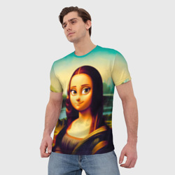 Мужская футболка 3D Ai art - Мона Лиза в стиле cartoon - фото 2