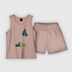 Детская пижама с шортами хлопок Гусеница и бабочка