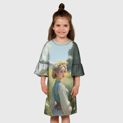 Детское платье 3D Девушка с цветочным венком - фото 2