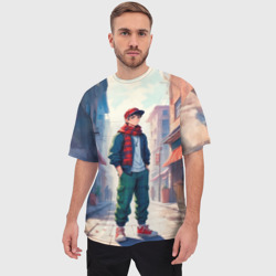 Мужская футболка oversize 3D Парень в штанах карго  - фото 2