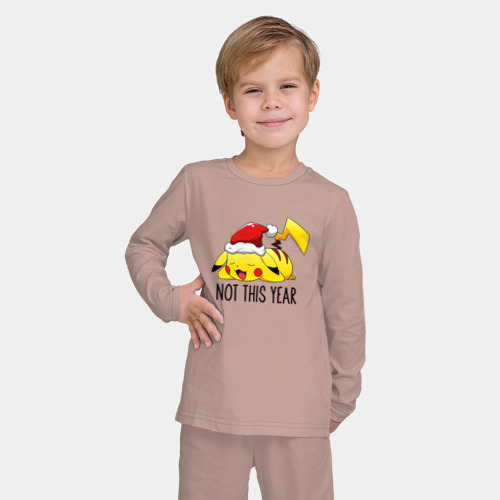 Детская пижама с лонгсливом хлопок с принтом Pikachu not this year, фото на моделе #1