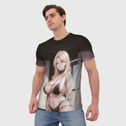 Мужская футболка 3D Блондинка в бикини  - фото 2