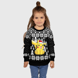 Свитшот с принтом Пикачу свитер ugly для ребенка, вид на модели спереди №4. Цвет основы: черный