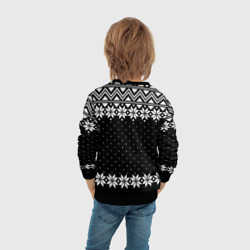 Свитшот с принтом Пикачу свитер ugly для ребенка, вид на модели сзади №3. Цвет основы: черный