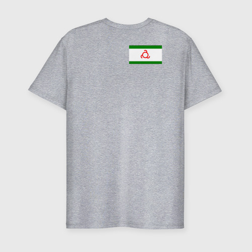 Мужская футболка хлопок Slim с принтом Флаг Ингушетии, вид сзади #1