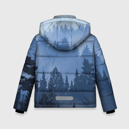 Зимняя куртка для мальчиков 3D с принтом Пейзаж синий лес, вид сзади #1