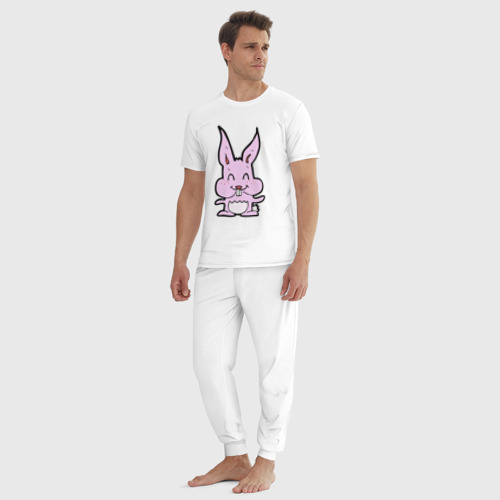 Мужская пижама хлопок с принтом Счастливый кролик, вид сбоку #3