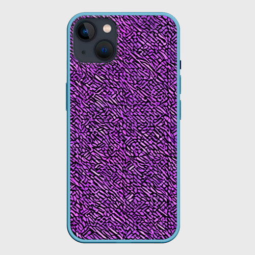 Чехол для iPhone 14 Plus с принтом Чёрные и фиолетовые мазки, вид спереди #2