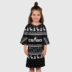 Детское платье 3D CS GO новогодний свитер с оленями - фото 2