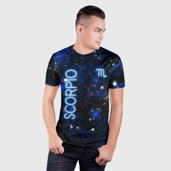 Мужская футболка 3D Slim Знак зодиака Скорпион на тёмном фоне - фото 2