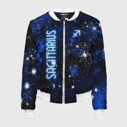 Женский бомбер 3D Знак зодиака стрелец на тёмном фоне