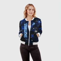 Женский бомбер 3D Знак зодиака стрелец на тёмном фоне - фото 2