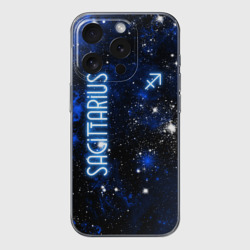 Чехол для iPhone 15 Pro Max силиконовый с защитой камеры Знак зодиака стрелец на тёмном фоне