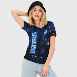 Женская футболка 3D Slim Знак зодиака стрелец на тёмном фоне - фото 2