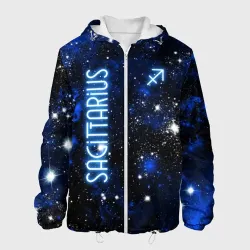 Мужская куртка 3D Знак зодиака стрелец на тёмном фоне