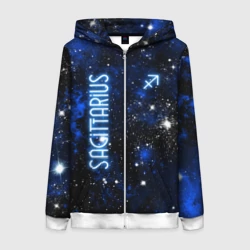 Женская толстовка 3D на молнии Знак зодиака стрелец на тёмном фоне