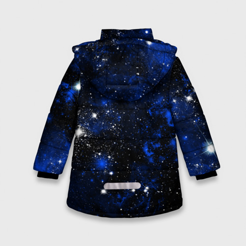 Зимняя куртка для девочек 3D Знак зодиака стрелец на тёмном фоне, цвет черный - фото 2