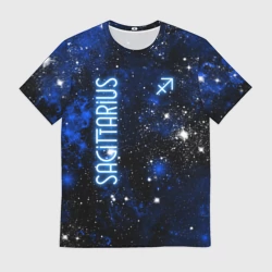 Мужская футболка 3D Знак зодиака стрелец на тёмном фоне