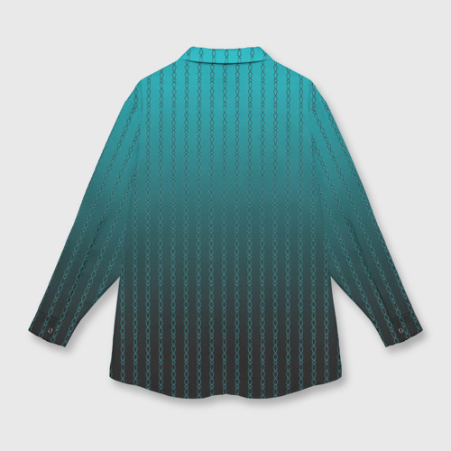 Мужская рубашка oversize 3D с принтом Градиент бирюзовый полосы-цепочки, вид сзади #1