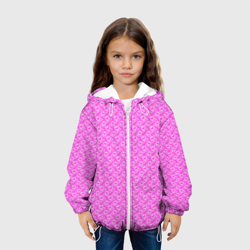 Детская куртка 3D Маленькие сердечки паттерн розовый, цвет белый - фото 4