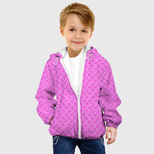 Детская куртка 3D Маленькие сердечки паттерн розовый, цвет белый - фото 3