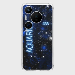 Чехол для Huawei Pura 70 Pro Знак зодиака Водолей на тёмном фоне