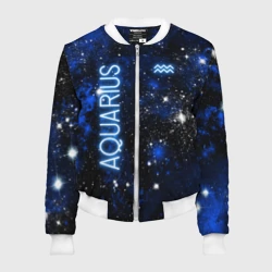 Женский бомбер 3D Знак зодиака Водолей на тёмном фоне