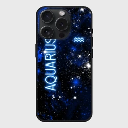 Чехол силиконовый для Apple iPhone 15 Pro матовый Знак зодиака Водолей на тёмном фоне