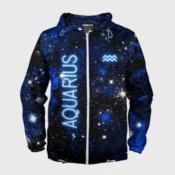 Мужская ветровка 3D Знак зодиака Водолей на тёмном фоне
