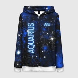 Женская толстовка 3D на молнии Знак зодиака Водолей на тёмном фоне