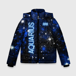 Зимняя куртка для мальчиков 3D Знак зодиака Водолей на тёмном фоне