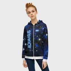 Женская толстовка 3D на молнии Знак зодиака Водолей на тёмном фоне - фото 2