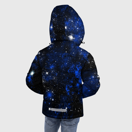 Зимняя куртка для мальчиков 3D с принтом Рыбы - знак зодиака на тёмном фоне, вид сзади #2