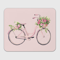 Прямоугольный коврик для мышки Розовый велосипед с цветами