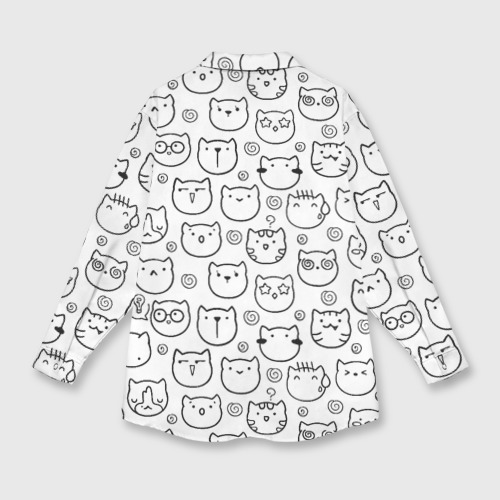 Женская рубашка oversize 3D с принтом Коты дудл мордашки, вид сзади #1