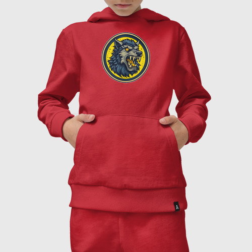 Детский костюм с толстовкой хлопок Эмблема оборотень 0001, цвет красный - фото 5