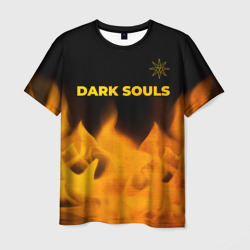 Мужская футболка 3D Dark Souls - gold gradient посередине