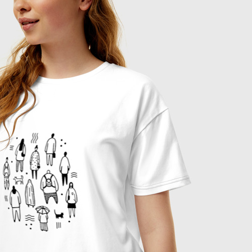 Женская футболка хлопок Oversize Люди и привидение, цвет белый - фото 3