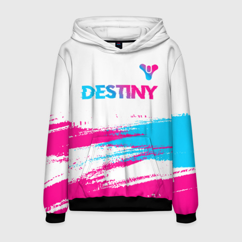 Мужская толстовка 3D Destiny neon gradient style посередине, цвет черный