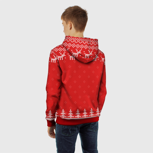 Детская толстовка 3D Новогодний Петр: свитер с оленями, цвет красный - фото 7
