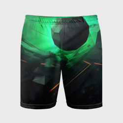 Мужские шорты спортивные Зеленые фантазии в абстракции