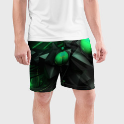 Мужские шорты спортивные Геометрические формы зелени - фото 2