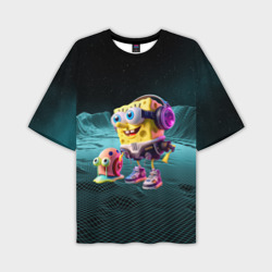 Мужская футболка oversize 3D Sponge Bob and snail Gary - fantasy - ai art