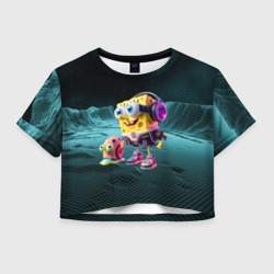 Женская футболка Crop-top 3D Sponge Bob and snail Gary - fantasy - ai art