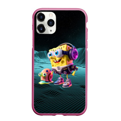 Чехол для iPhone 11 Pro Max матовый Sponge Bob and snail Gary - fantasy - ai art