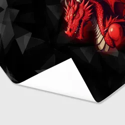Бумага для упаковки 3D Красный дракон на полигональном черном фоне - фото 2