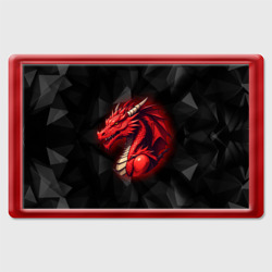 Магнит 45*70 Красный дракон на полигональном черном фоне