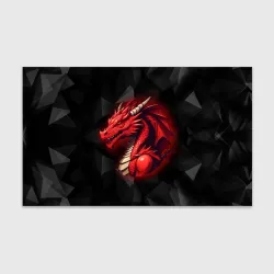 Бумага для упаковки 3D Красный дракон на полигональном черном фоне