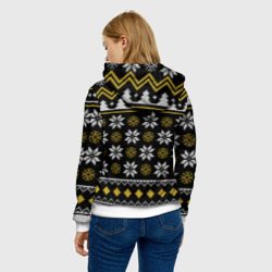 Толстовка с принтом Король и шут новогодний свитер для женщины, вид на модели сзади №2. Цвет основы: белый